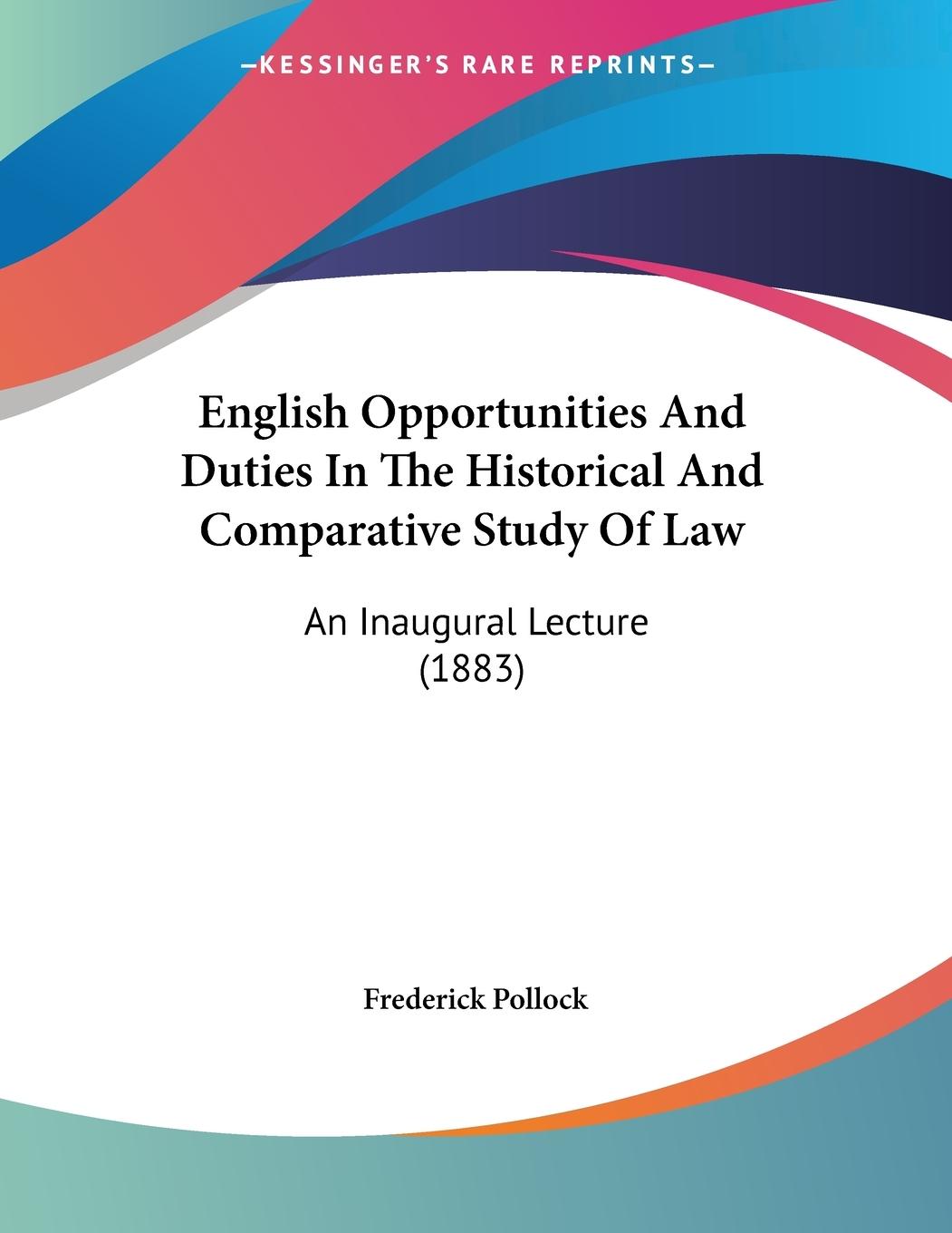Vorderes Coverbild English Opportunities And Duties In The Historical And Comparative Study Of Law
