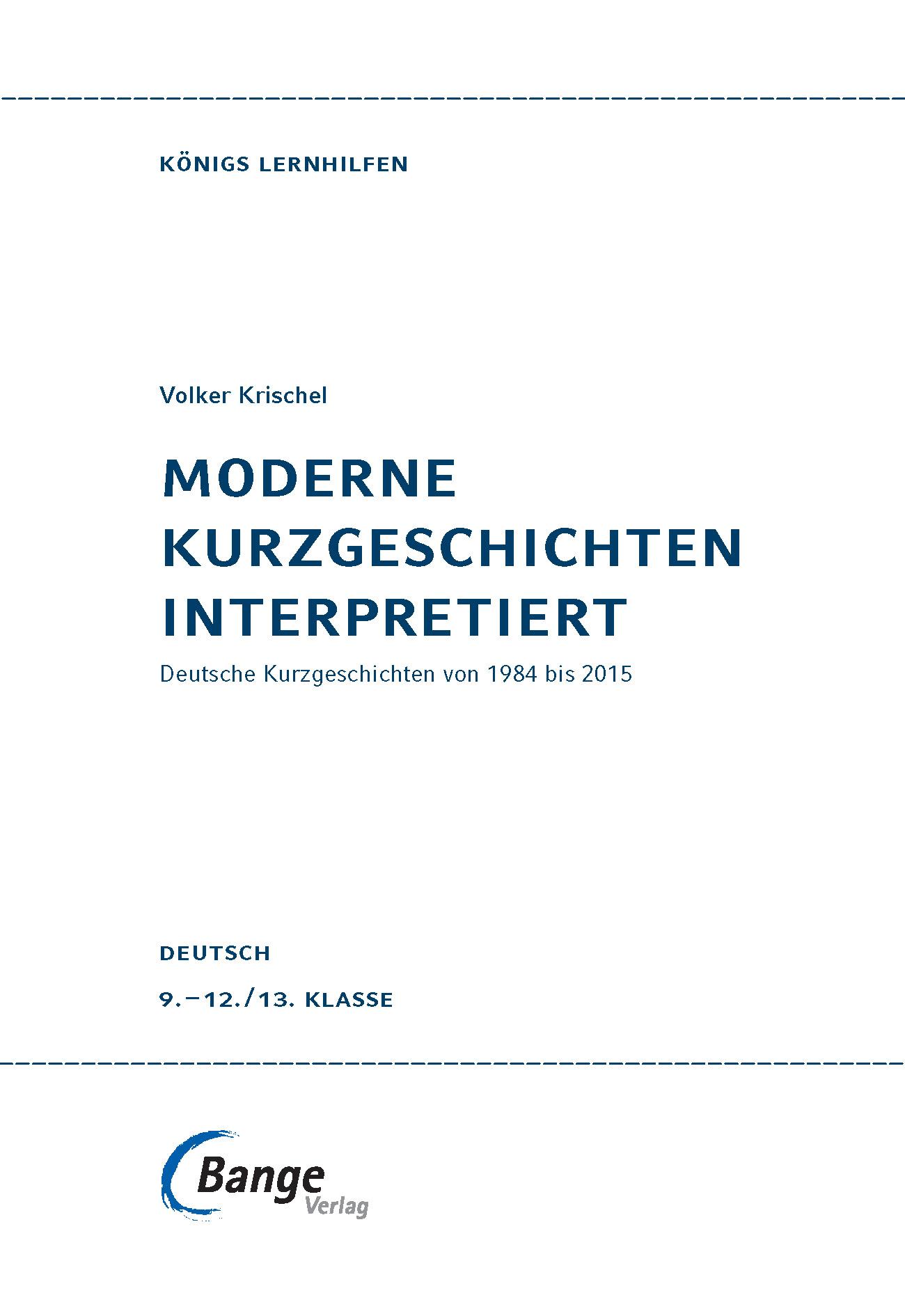 Beispielinhalt (Bild) Moderne Kurzgeschichten interpretiert