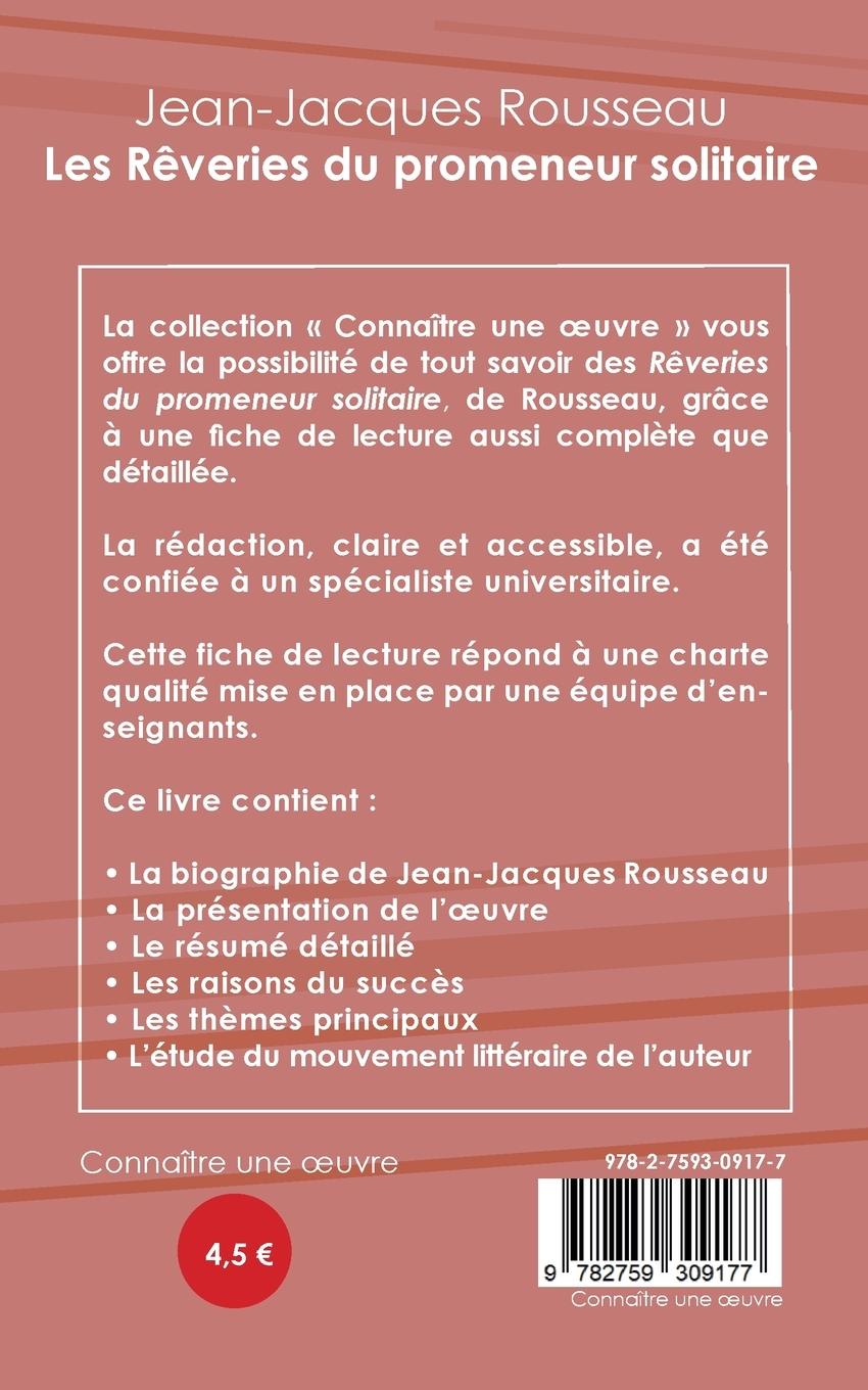 Rückseitencover Fiche de lecture Les Rêveries du promeneur solitaire de Jean-Jacques Rousseau (analyse littéraire de référence et résumé complet)