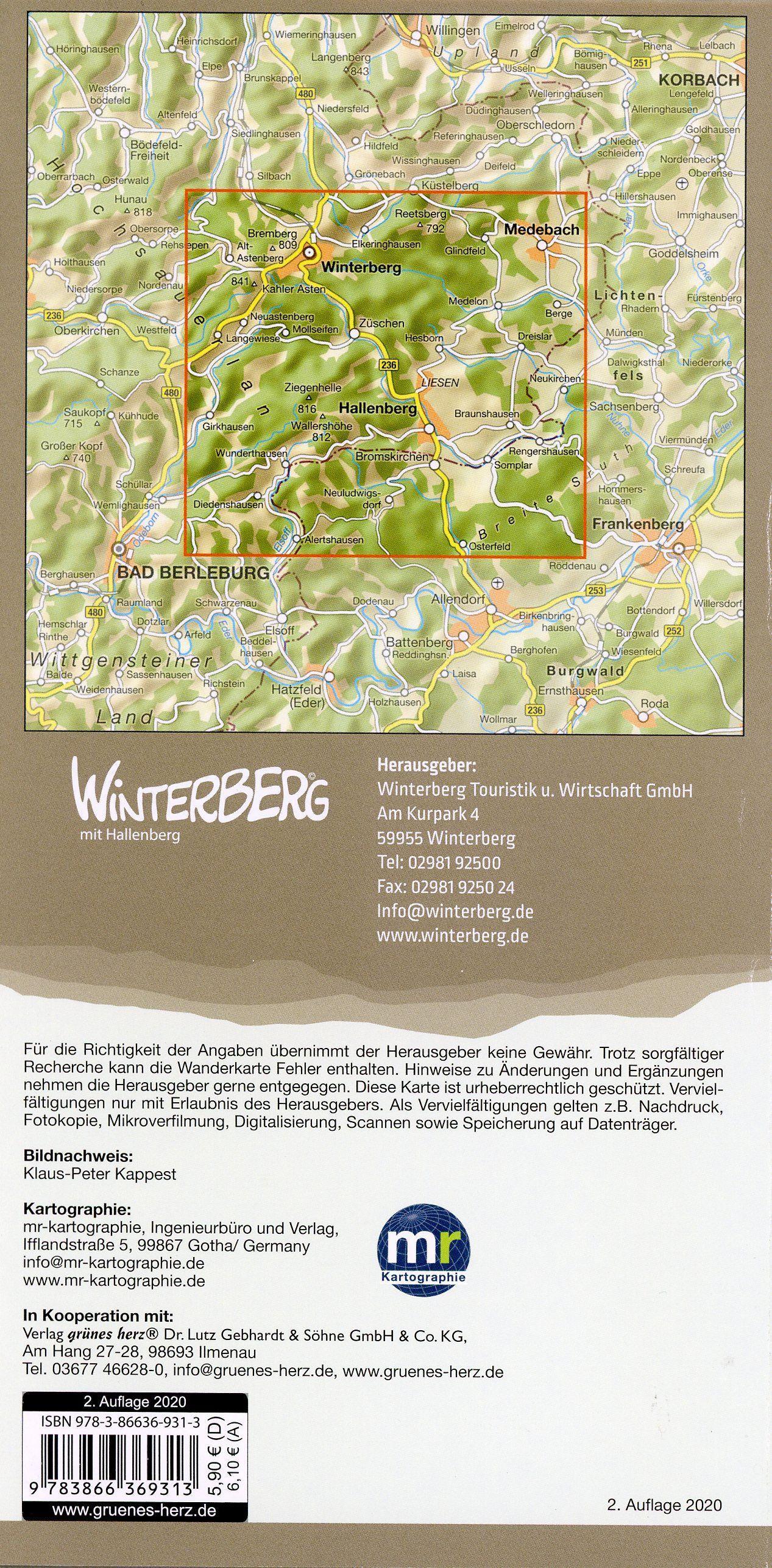 Beispielinhalt (Bild) Wanderkarte Hallenberg 1:25 000