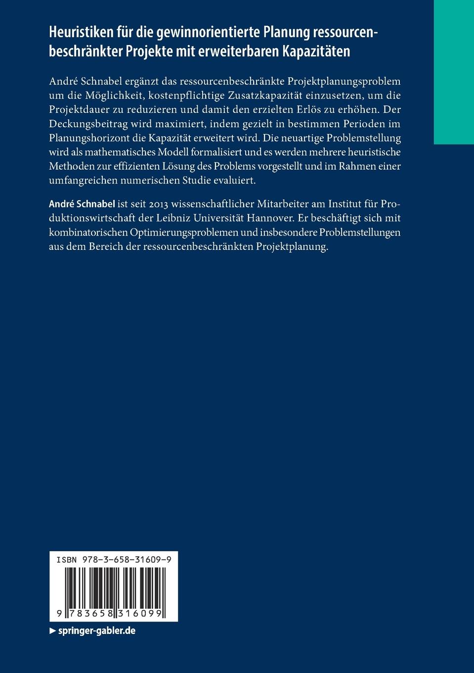 Rückseitencover Heuristiken für die gewinnorientierte Planung ressourcenbeschränkter Projekte mit erweiterbaren Kapazitäten