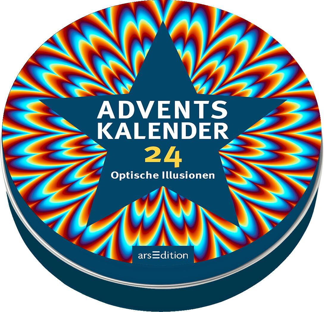 Vorderes Coverbild Adventskalender in der Dose. 24 optische Illusionen