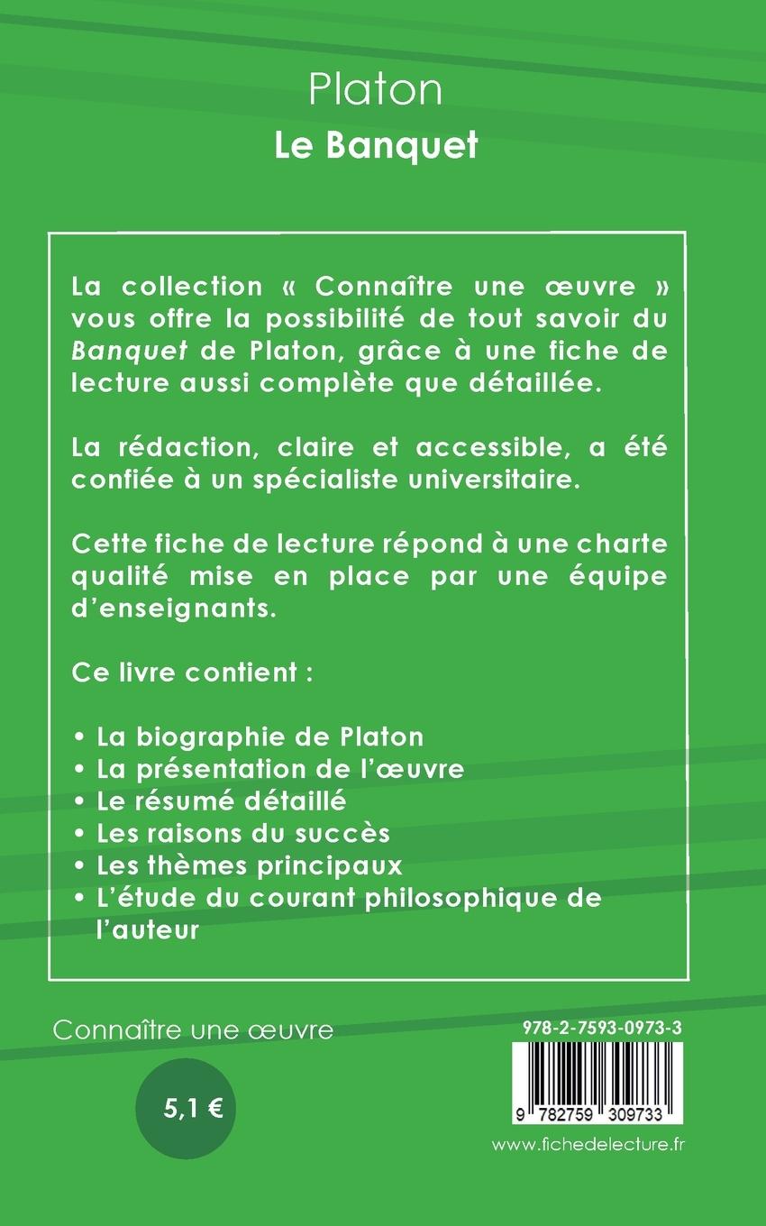 Rückseitencover Fiche de lecture Le Banquet de Platon (analyse littéraire de référence et résumé complet)