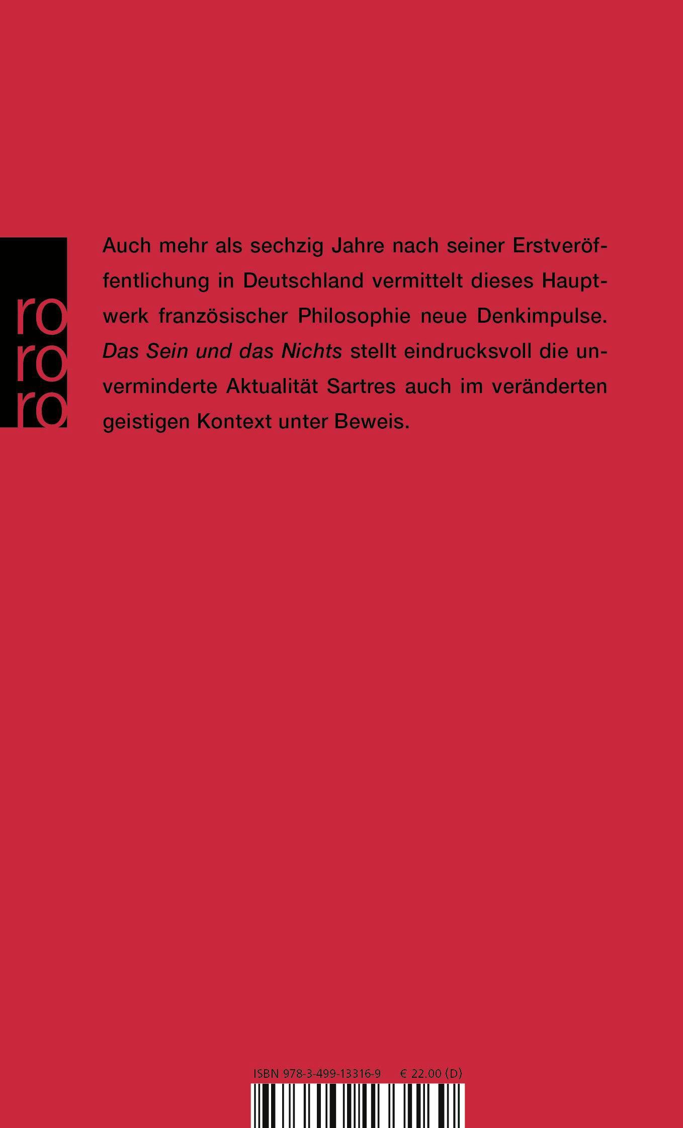 Rückseitencover Das Sein und das Nichts