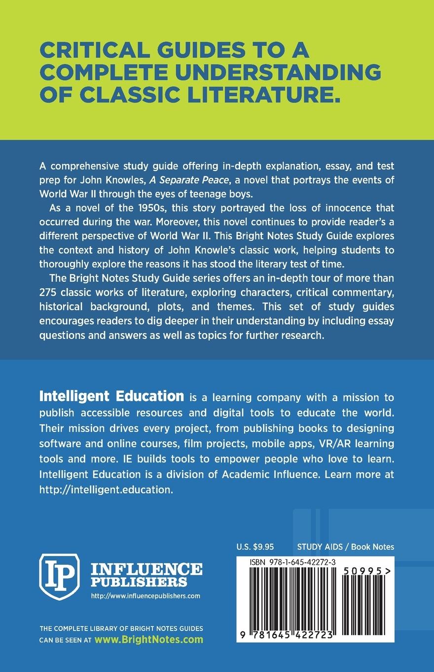 Rückseitencover Study Guide to A Separate Peace by John Knowles