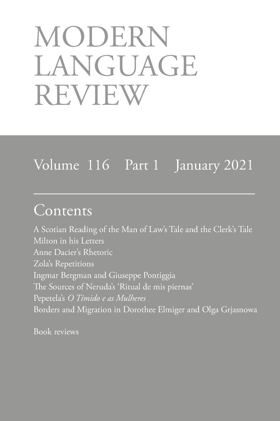 Vorderes Coverbild Modern Language Review (116