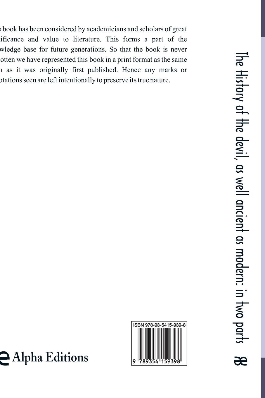 Rückseitencover The History Of The Devil, As Well Ancient As Modern