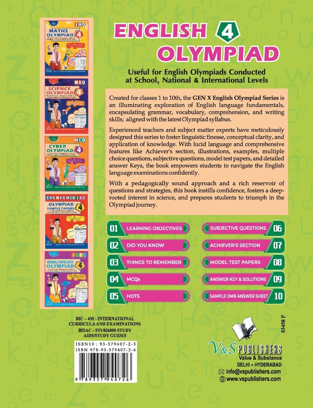 Rückseitencover International English Olympiad - Class 4(With OMR Sheets)