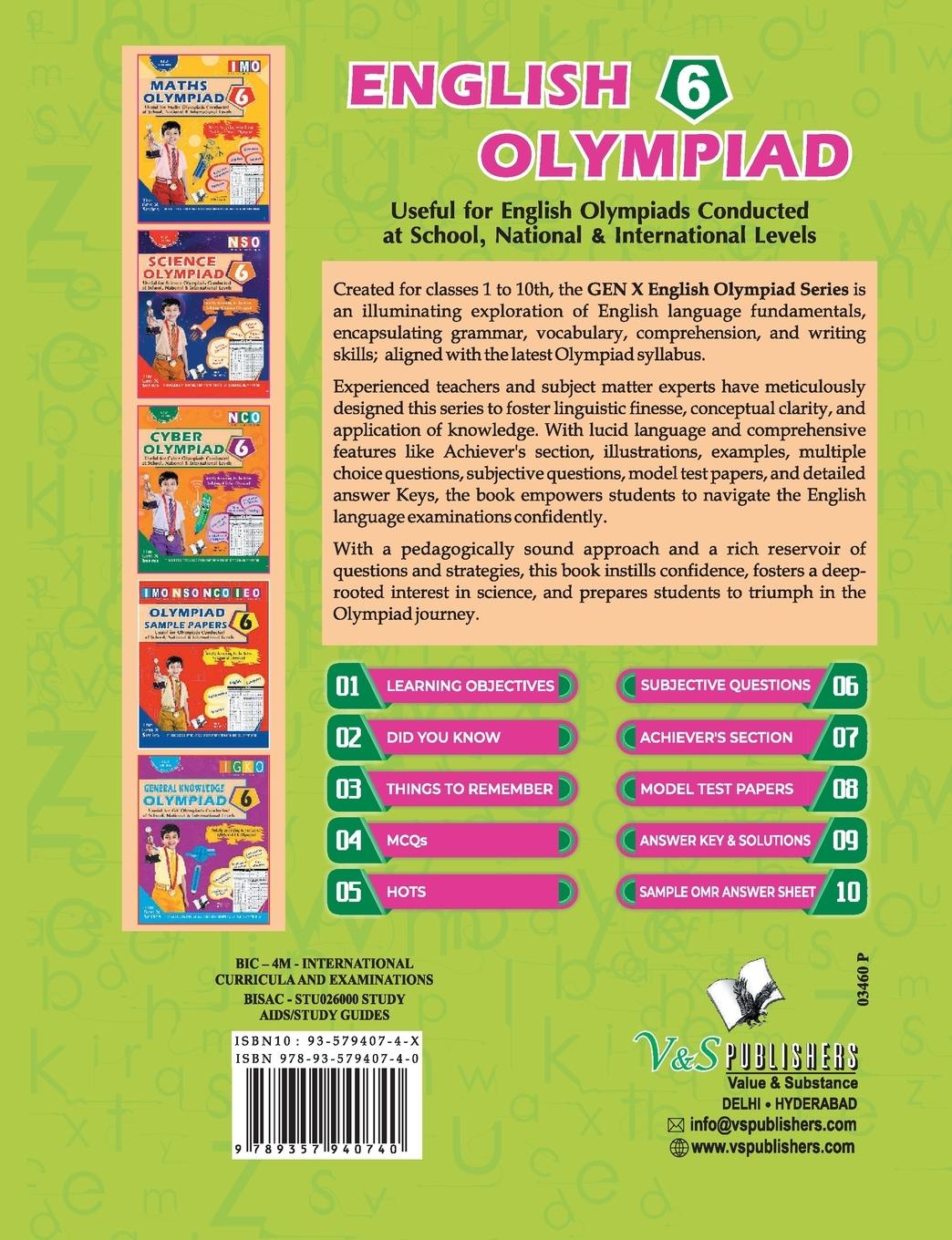 Rückseitencover International English Olympiad - Class 6 (With OMR Sheets)