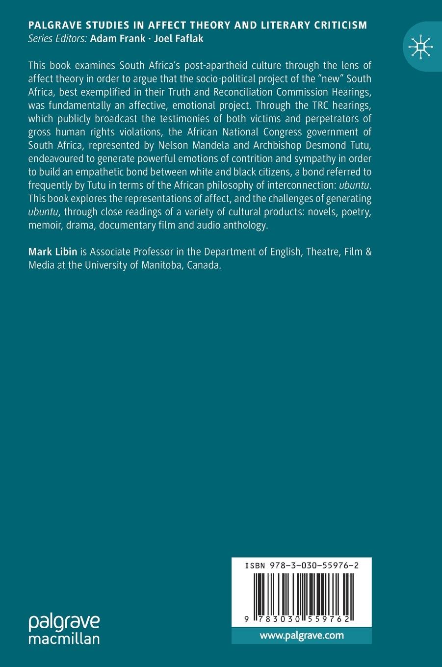 Rückseitencover Reading Affect in Post-Apartheid Literature