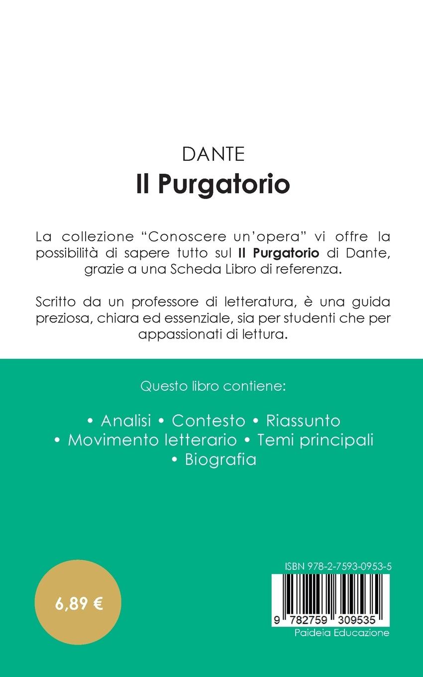 Rückseitencover Scheda libro Il Purgatorio di Dante (analisi letteraria di riferimento e riassunto completo)