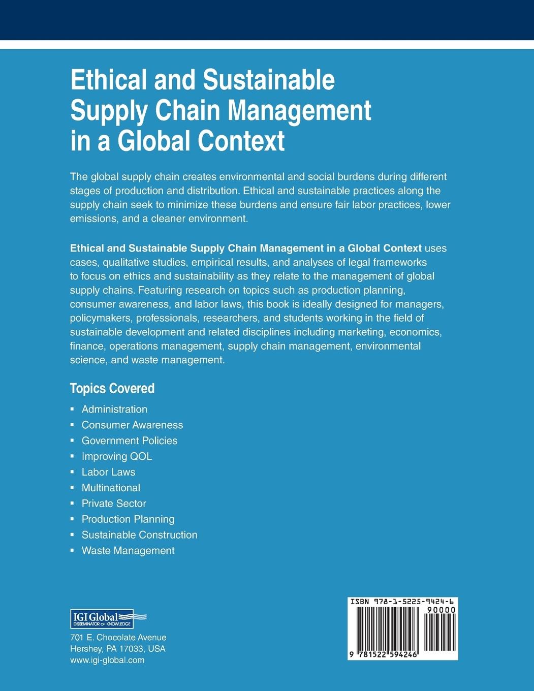 Rückseitencover Ethical and Sustainable Supply Chain Management in a Global Context