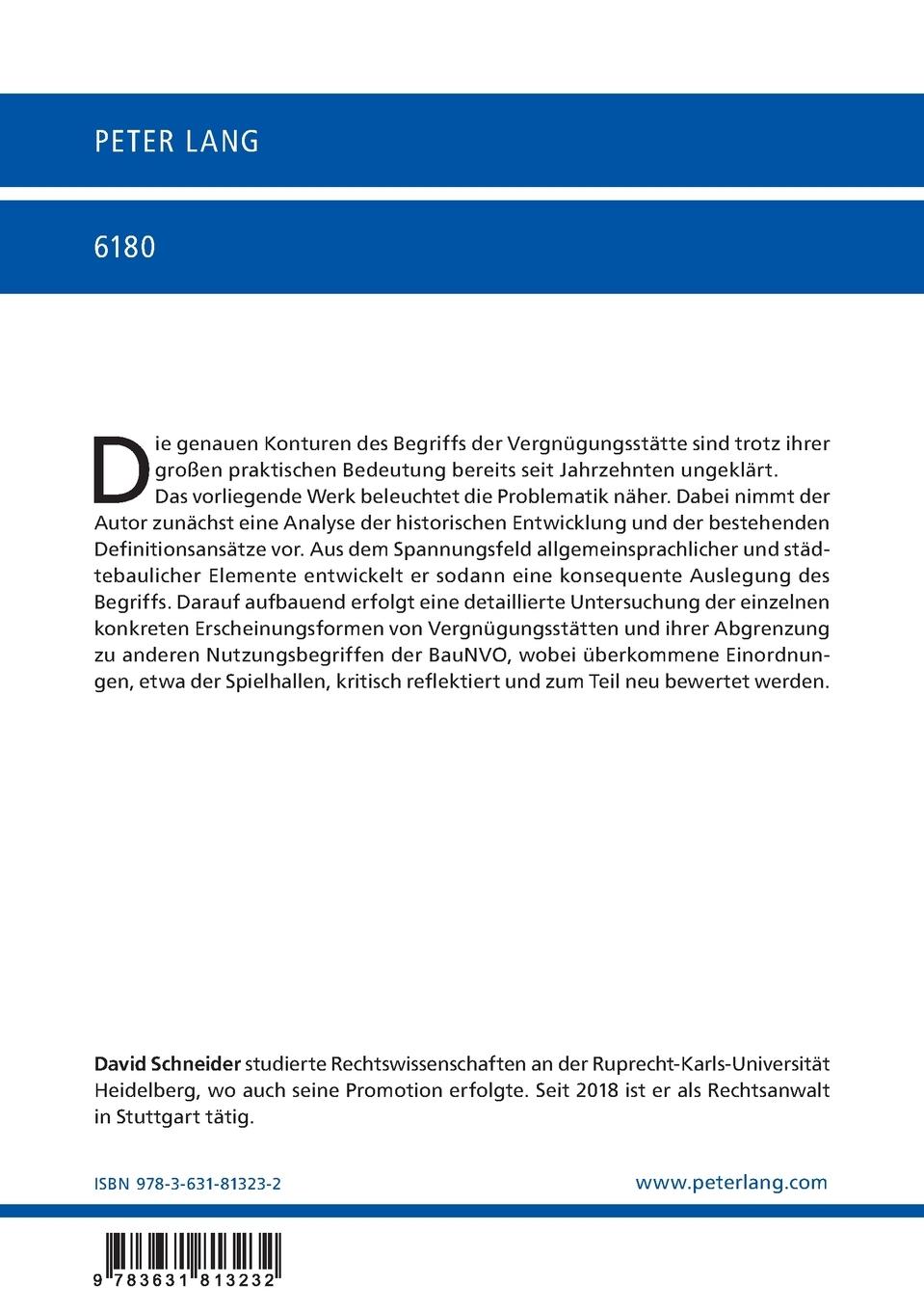 Rückseitencover Der Begriff der Vergnügungsstätte im Sinne der BauNVO
