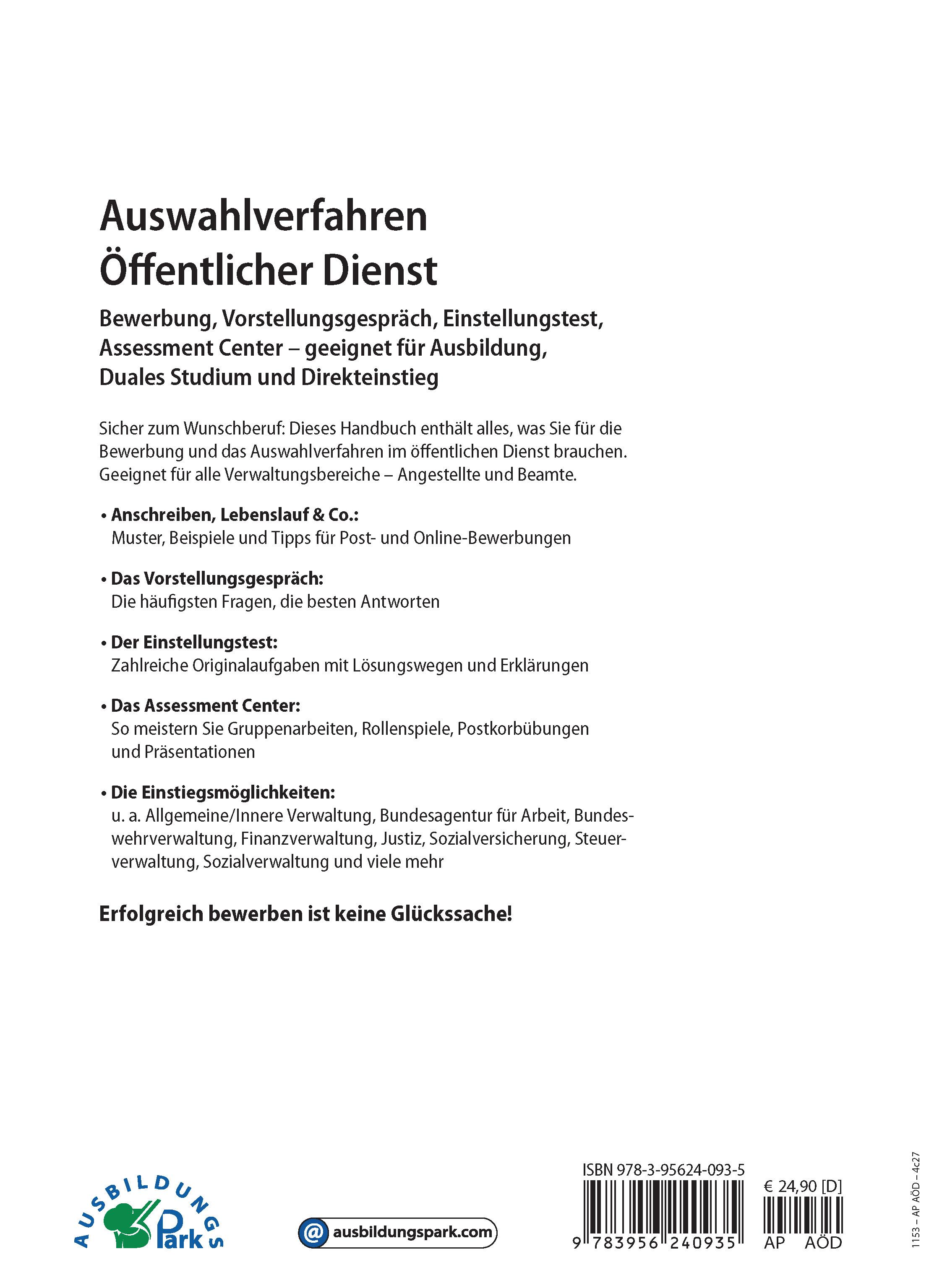 Rückseitencover Auswahlverfahren Öffentlicher Dienst