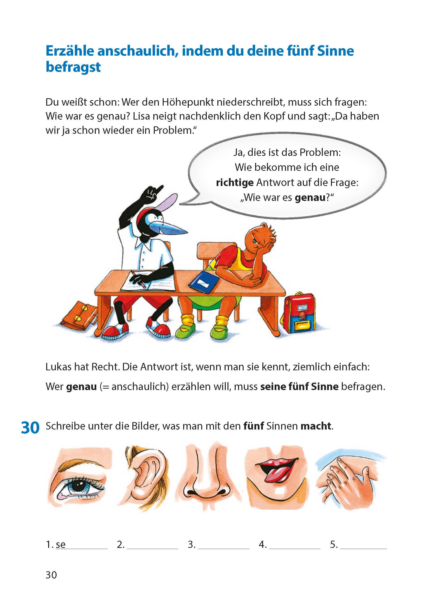 Beispielinhalt (Bild) Erlebniserzählung. Aufsatz 4./5. Klasse, A5-Heft