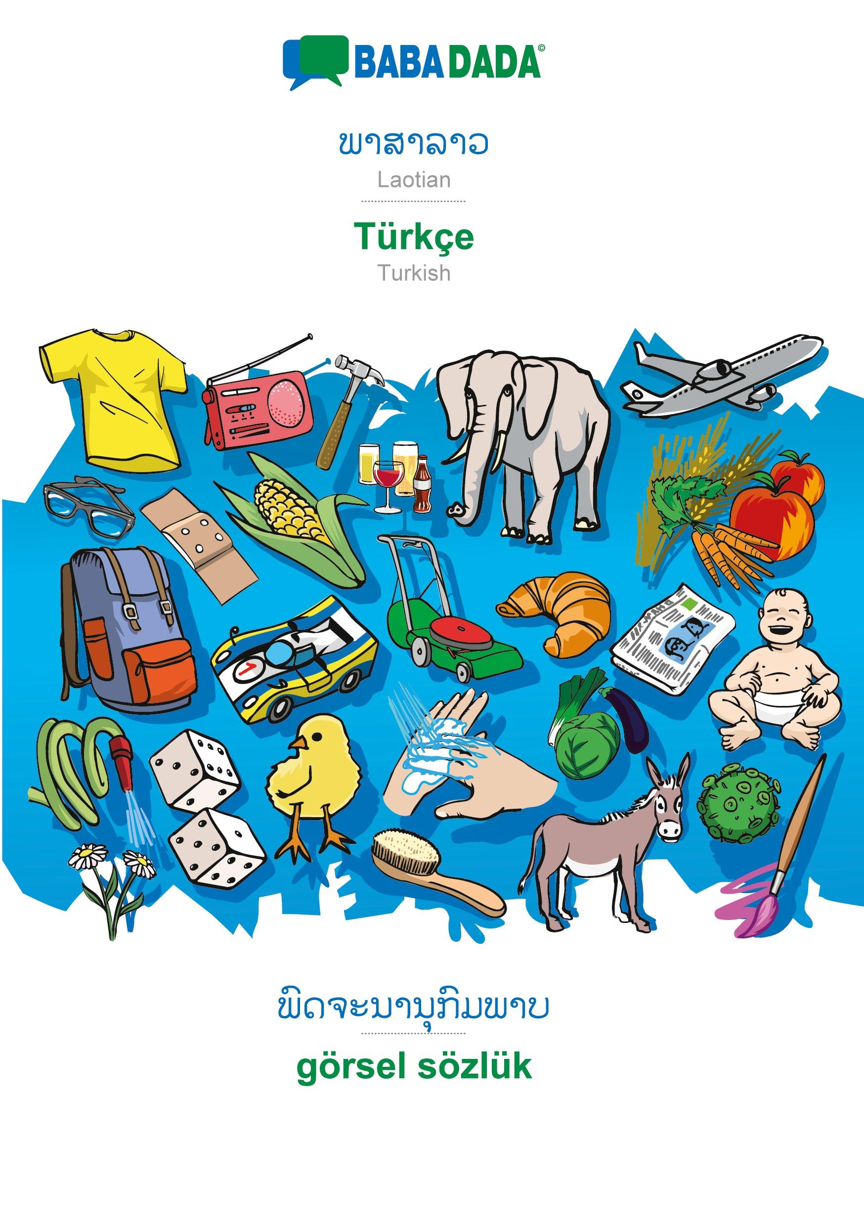 Vorderes Coverbild Laotian (in lao script) - Türkçe, visual dictionary, BW