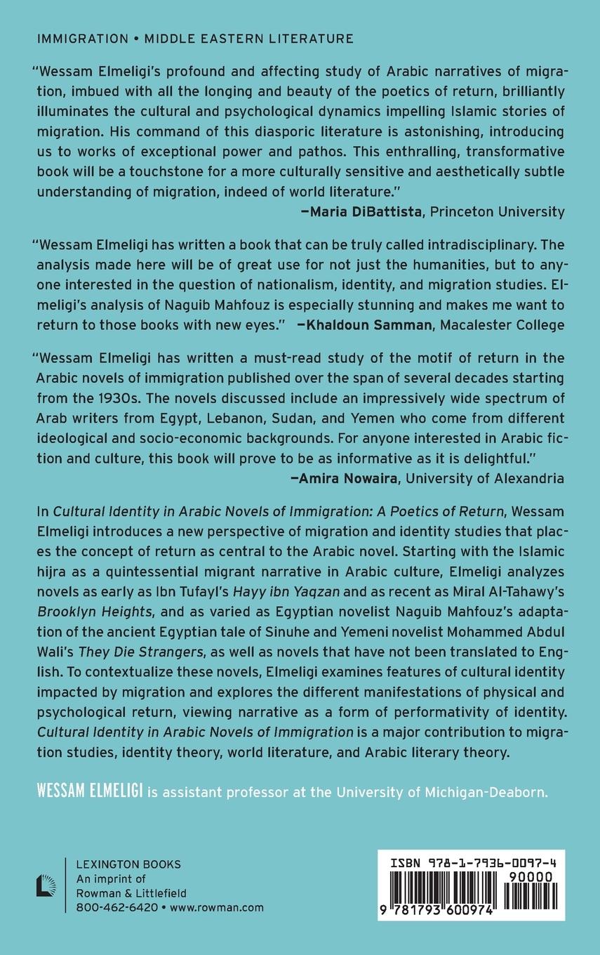 Rückseitencover Cultural Identity in Arabic Novels of Immigration
