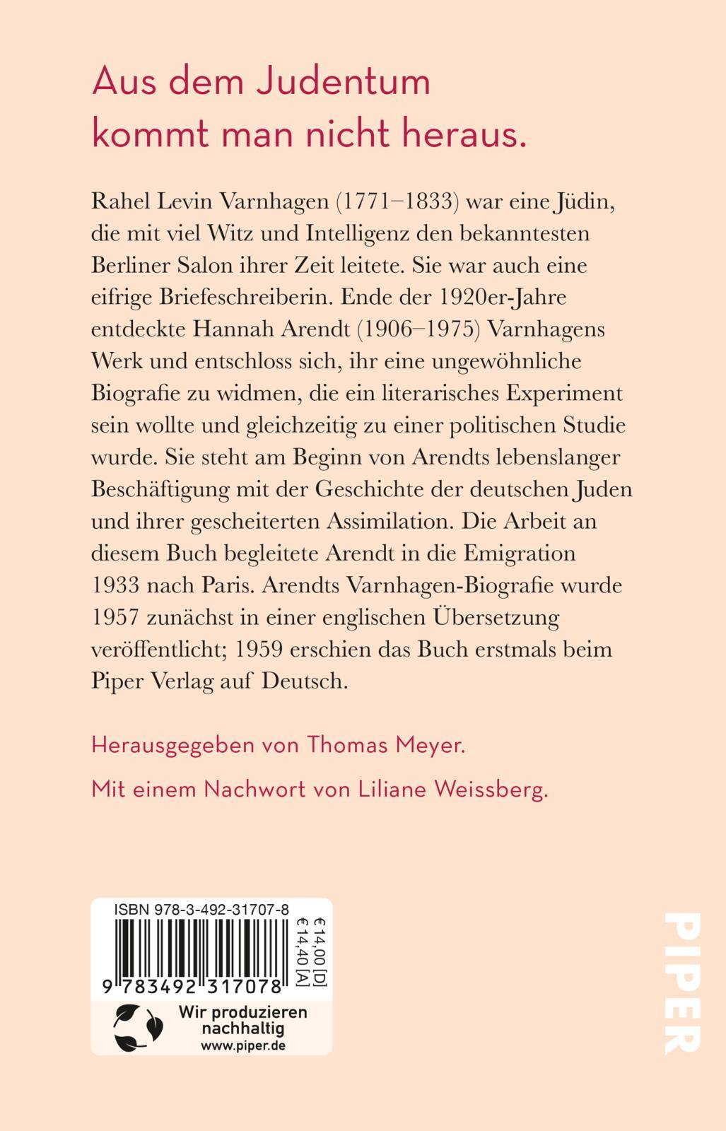 Rückseitencover Rahel Varnhagen