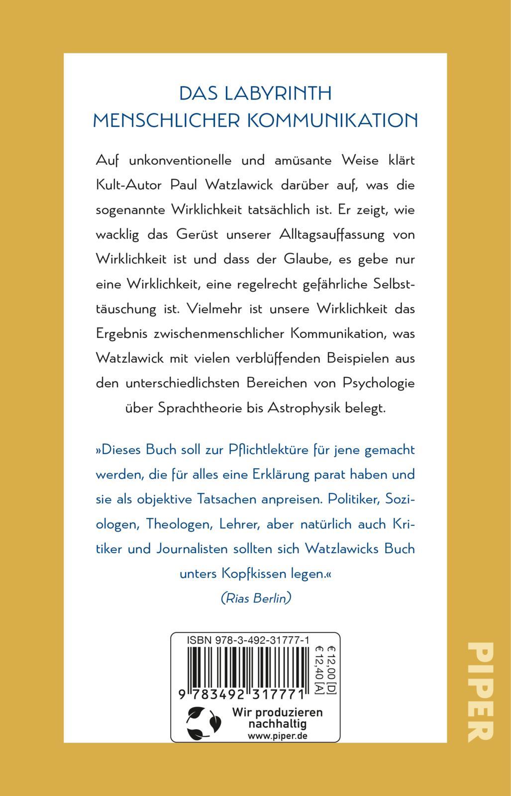 Rückseitencover Wie wirklich ist die Wirklichkeit?