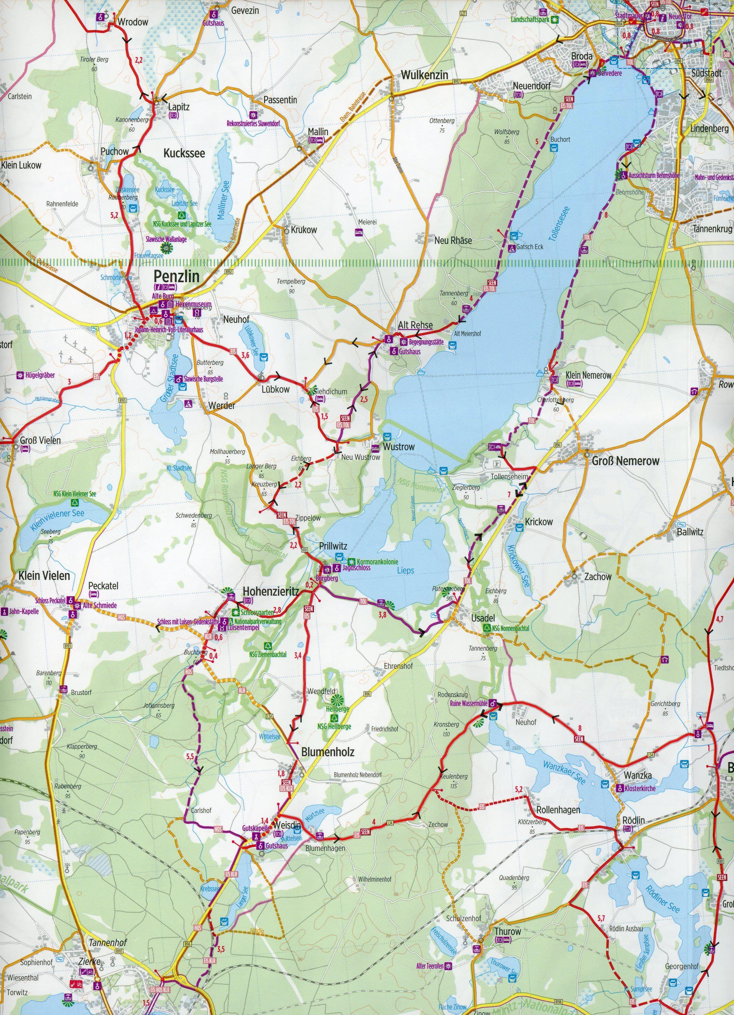 Beispielinhalt (Bild) Radkarte Mecklenburgische Seen Ost 1:75.000 (RK-MV07)
