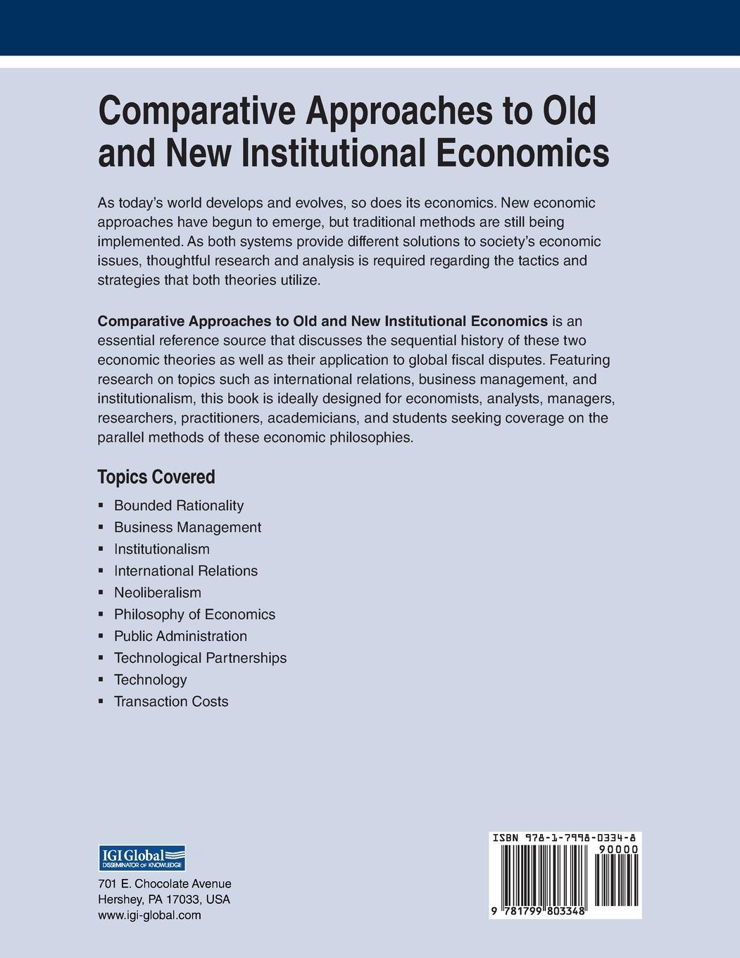 Rückseitencover Comparative Approaches to Old and New Institutional Economics