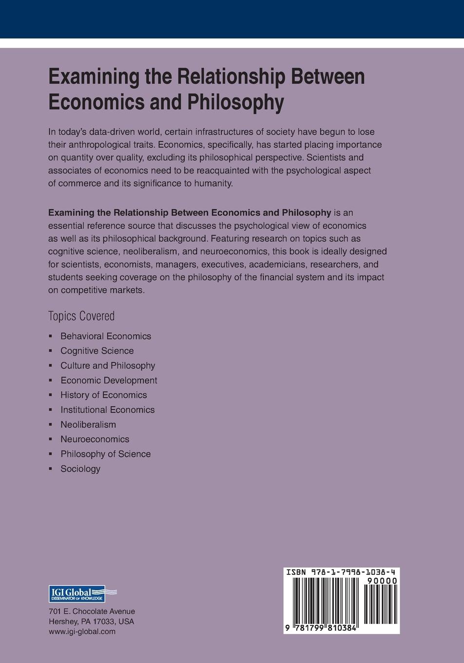 Rückseitencover Examining the Relationship Between Economics and Philosophy