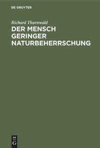 Vorderes Coverbild Der Mensch geringer Naturbeherrschung
