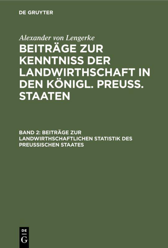 Vorderes Coverbild Beiträge zur landwirthschaftlichen Statistik des Preußischen Staates