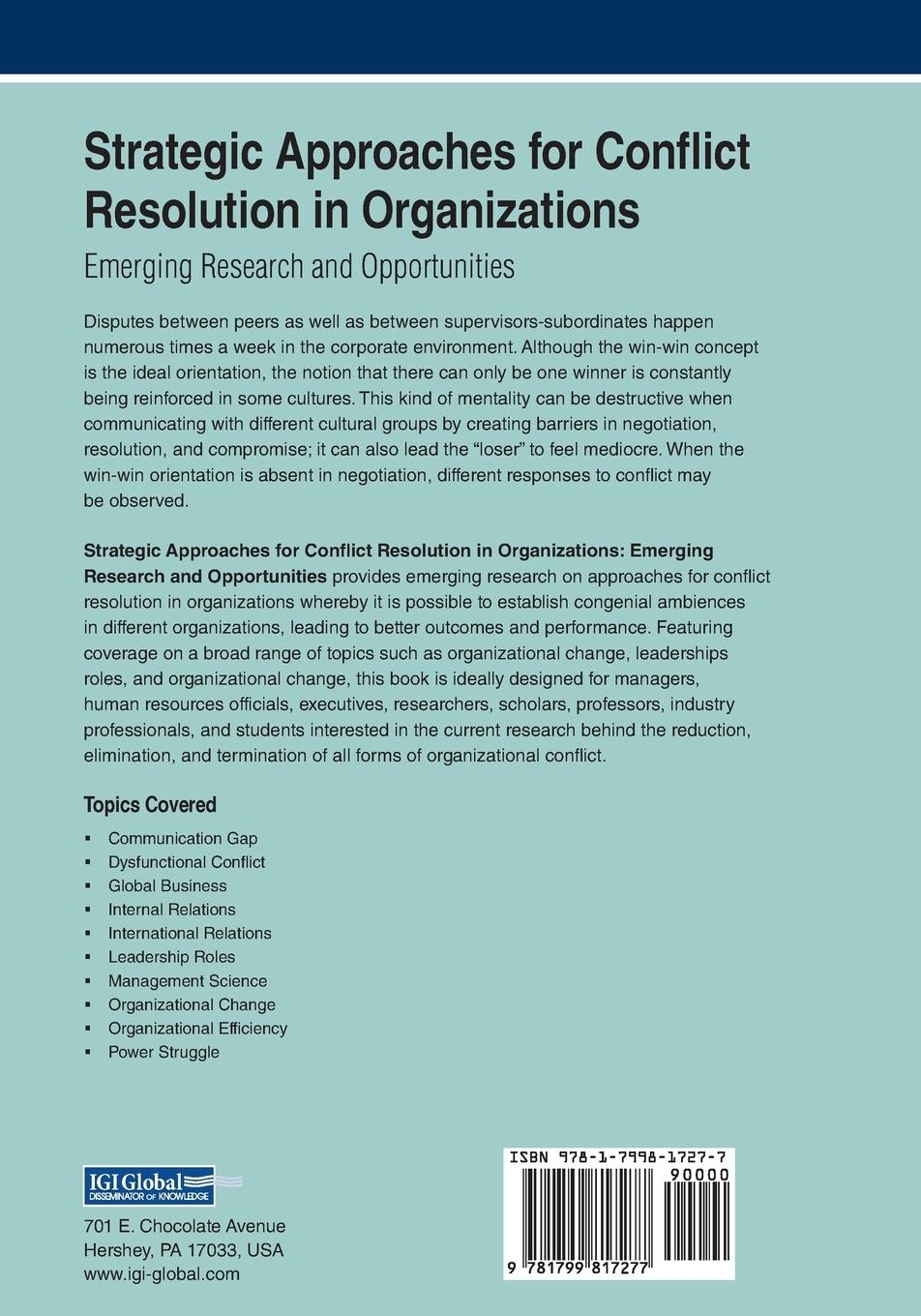 Rückseitencover Strategic Approaches for Conflict Resolution in Organizations