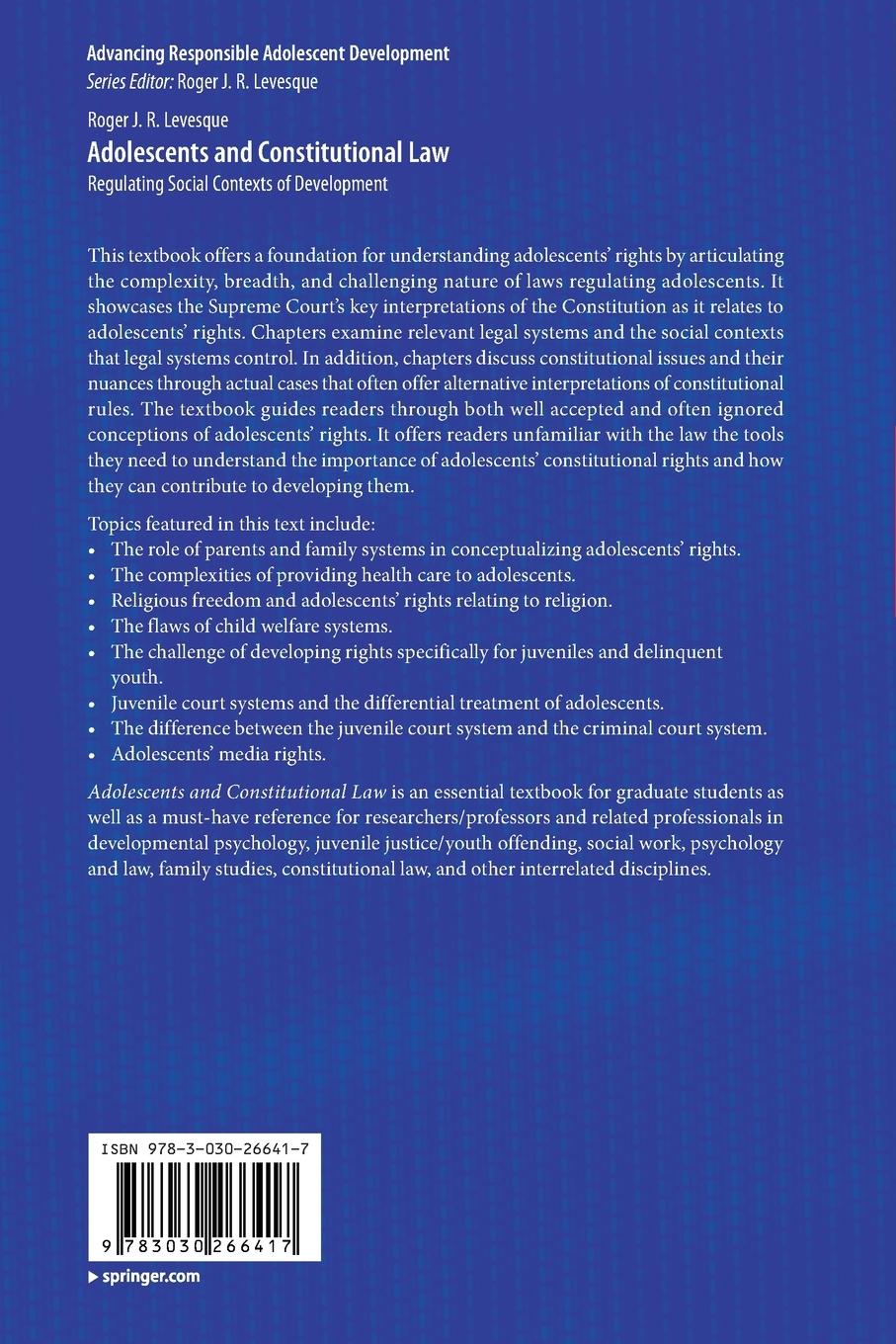 Rückseitencover Adolescents and Constitutional Law