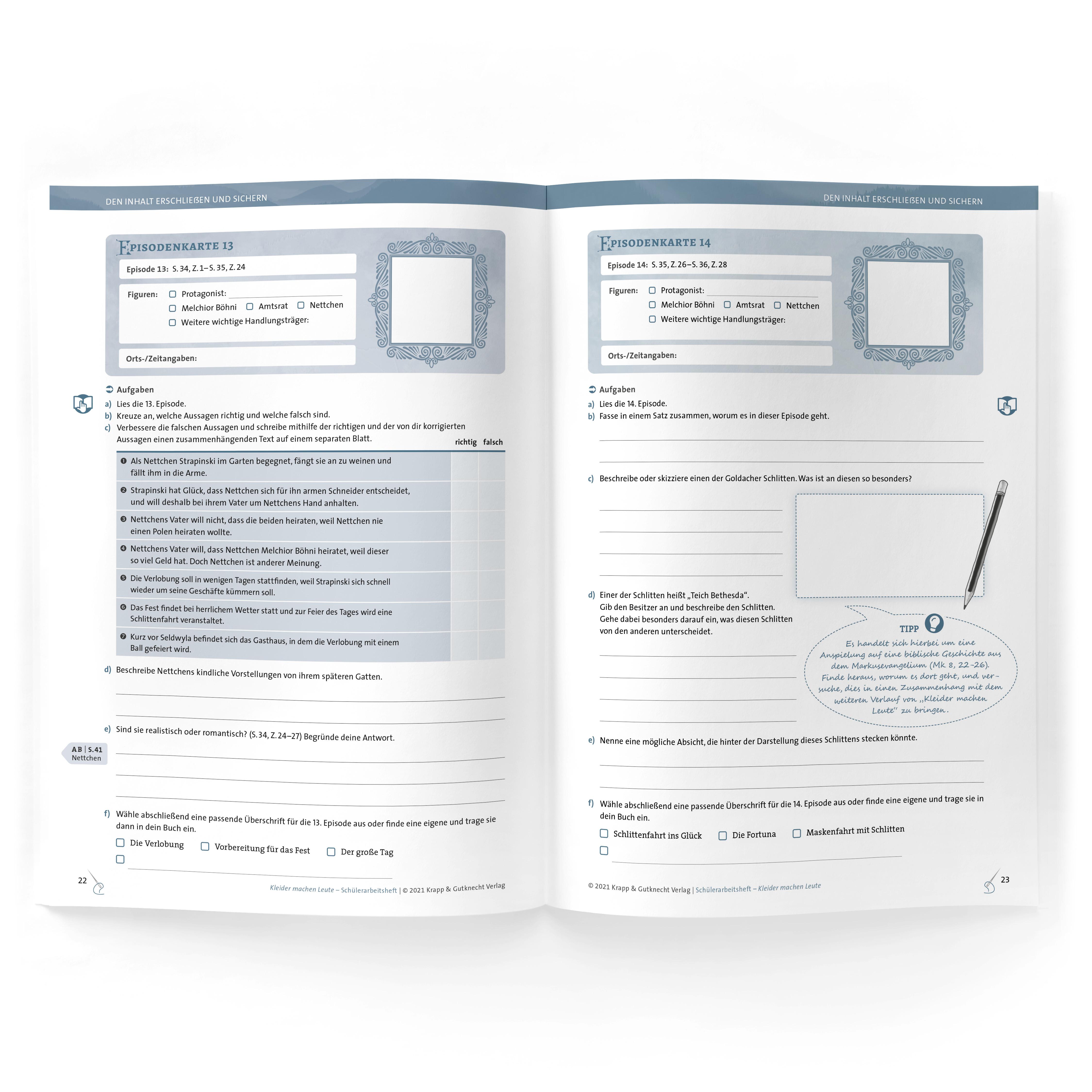 Beispielinhalt (Bild) Kleider machen Leute - Gottfried Keller - Schülerarbeitsheft - Realschule