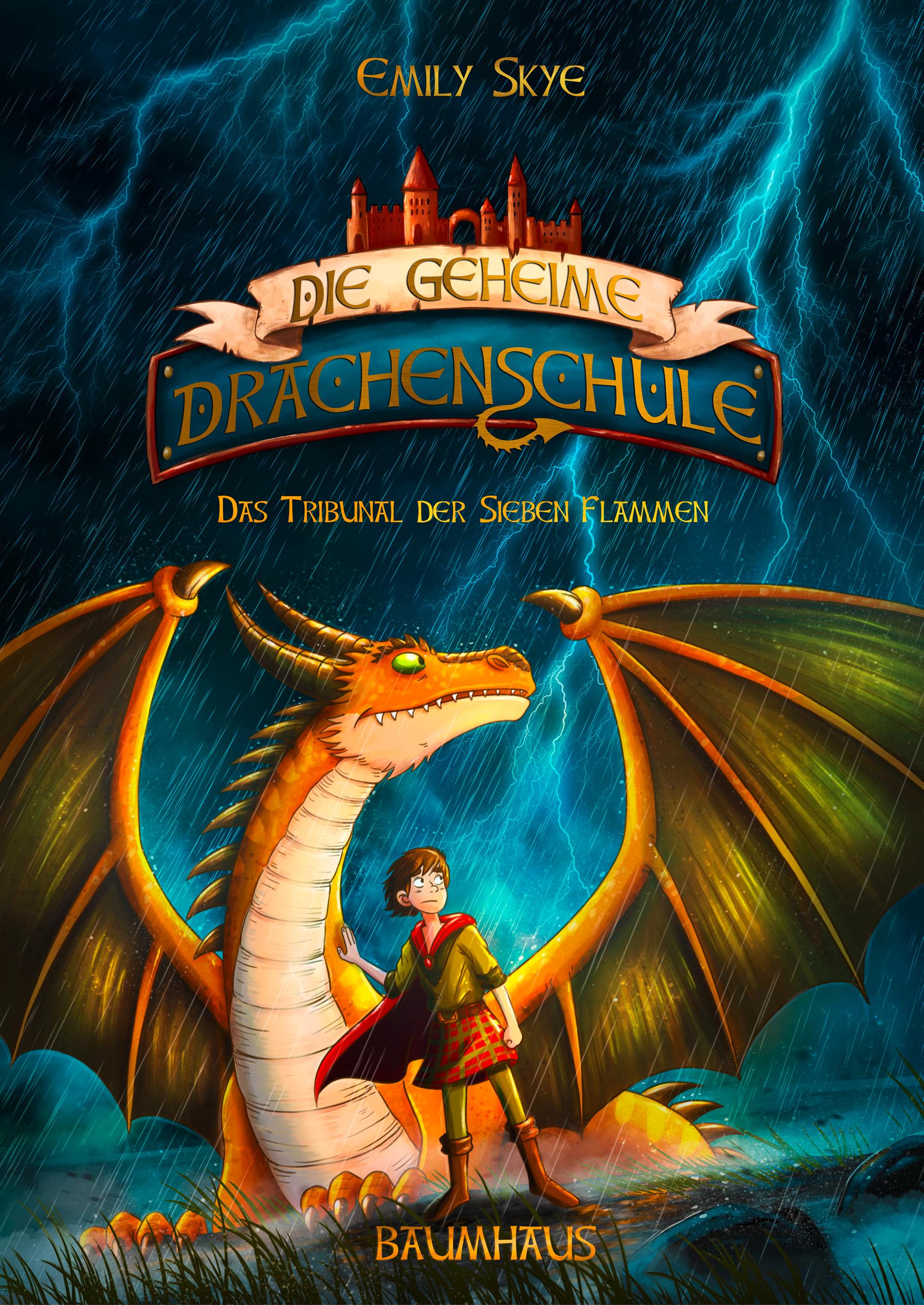 Vorderes Coverbild Die geheime Drachenschule - Das Tribunal der Sieben Flammen