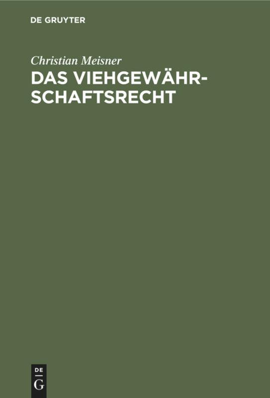 Vorderes Coverbild Das Viehgewährschaftsrecht