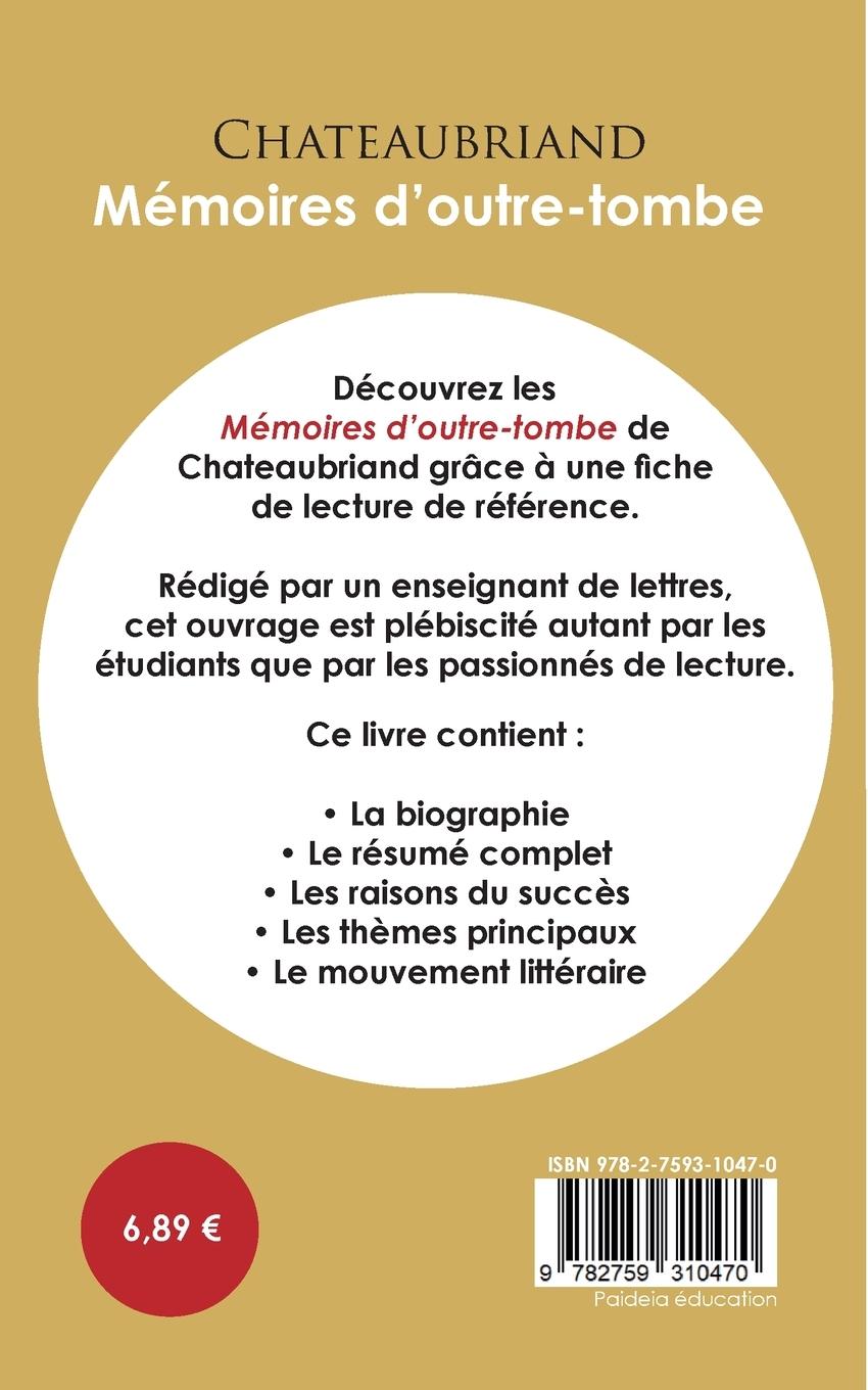 Rückseitencover Fiche de lecture Mémoires d'outre-tombe (Étude intégrale)