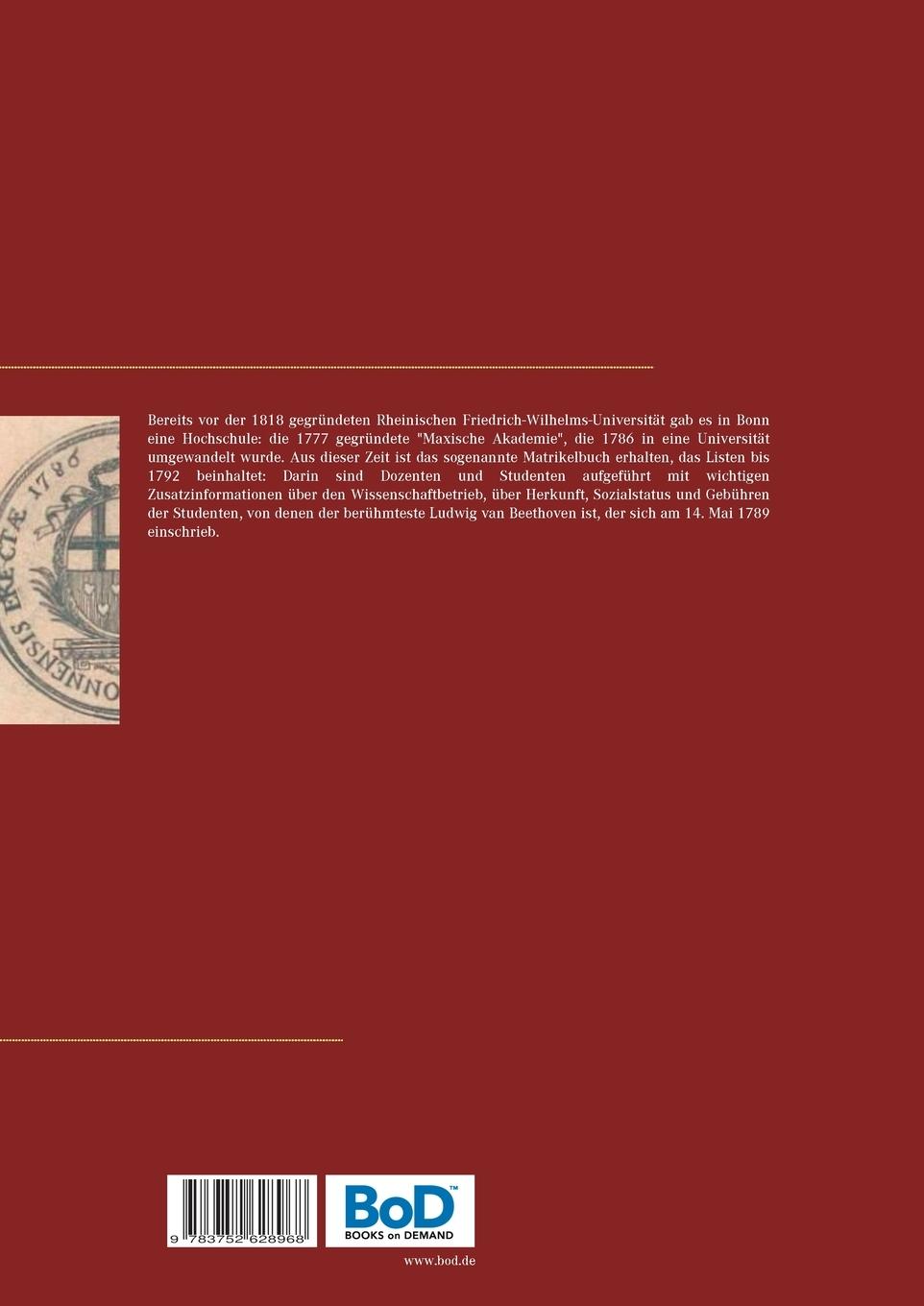 Rückseitencover Matrikel der Akademie und der Universität Bonn