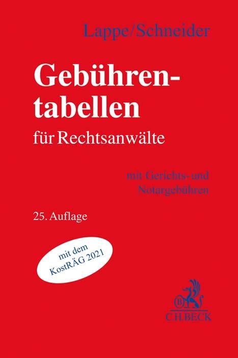 Vorderes Coverbild Gebührentabellen für Rechtsanwälte
