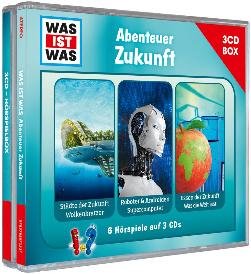 Vorderes Coverbild WAS IST WAS 3-CD Hörspielbox. Abenteuer Zukunft