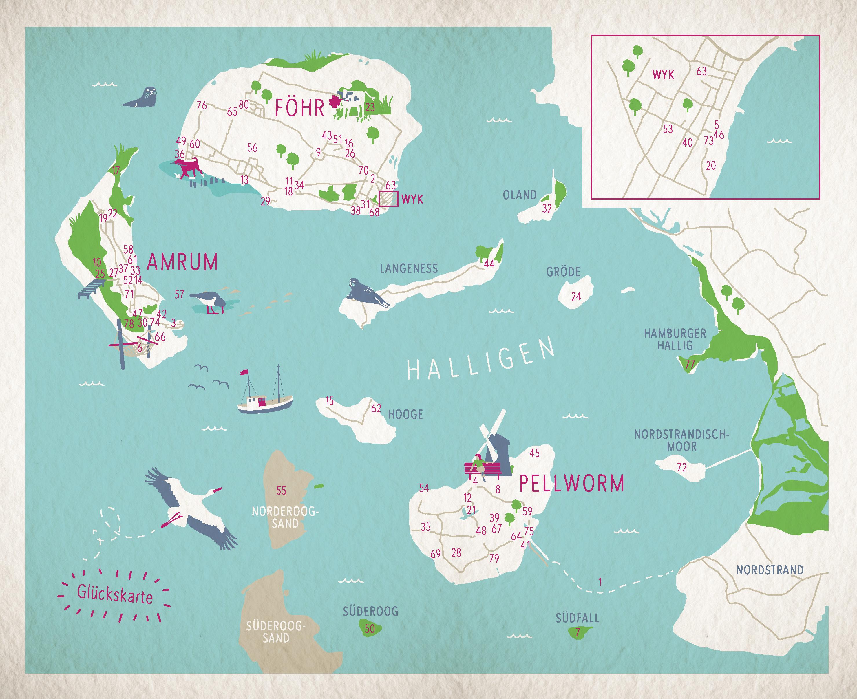 Beispielinhalt (Bild) Glücksorte auf Föhr & Amrum. Mit Pellworm & den Halligen
