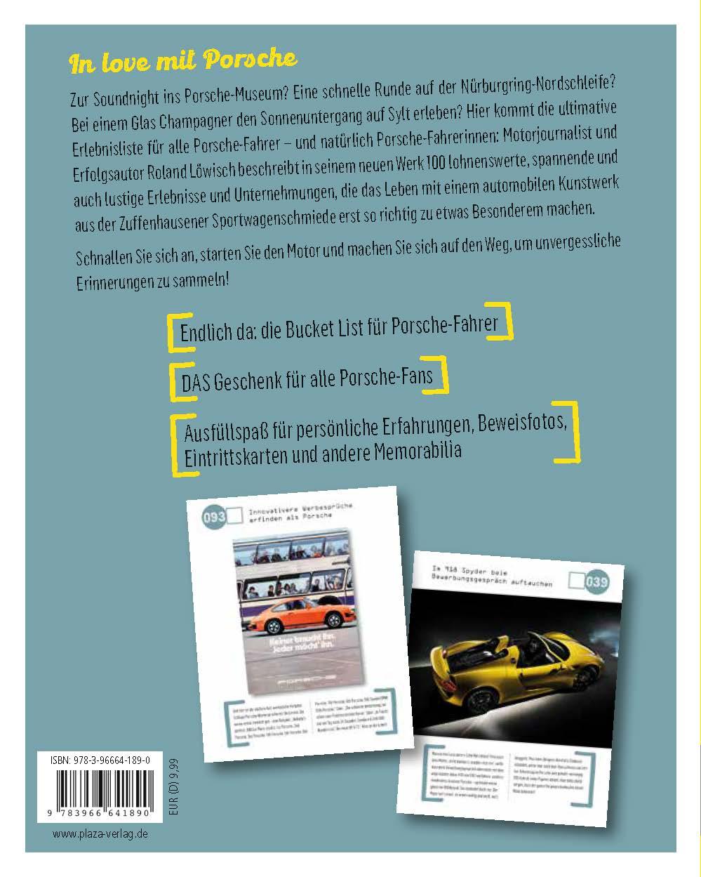 Rückseitencover Die Bucket List für Porsche-Fahrer