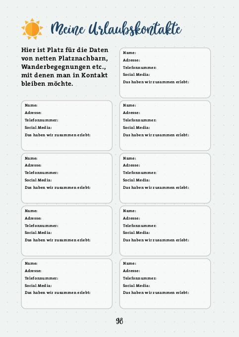 Beispielinhalt (Bild) Unterwegs: Camping-Logbuch