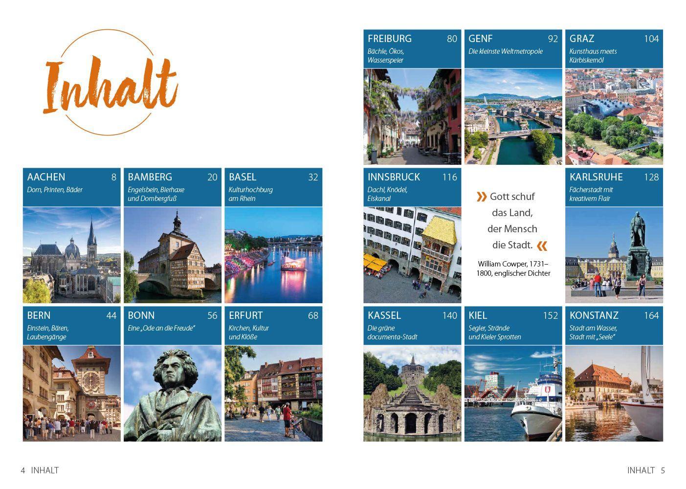 Beispielinhalt (Bild) Lieblingsstädte - Entspannte CityTrips in Deutschland, Österreich und der Schweiz:  28 Ideen abseits der großen Zentren