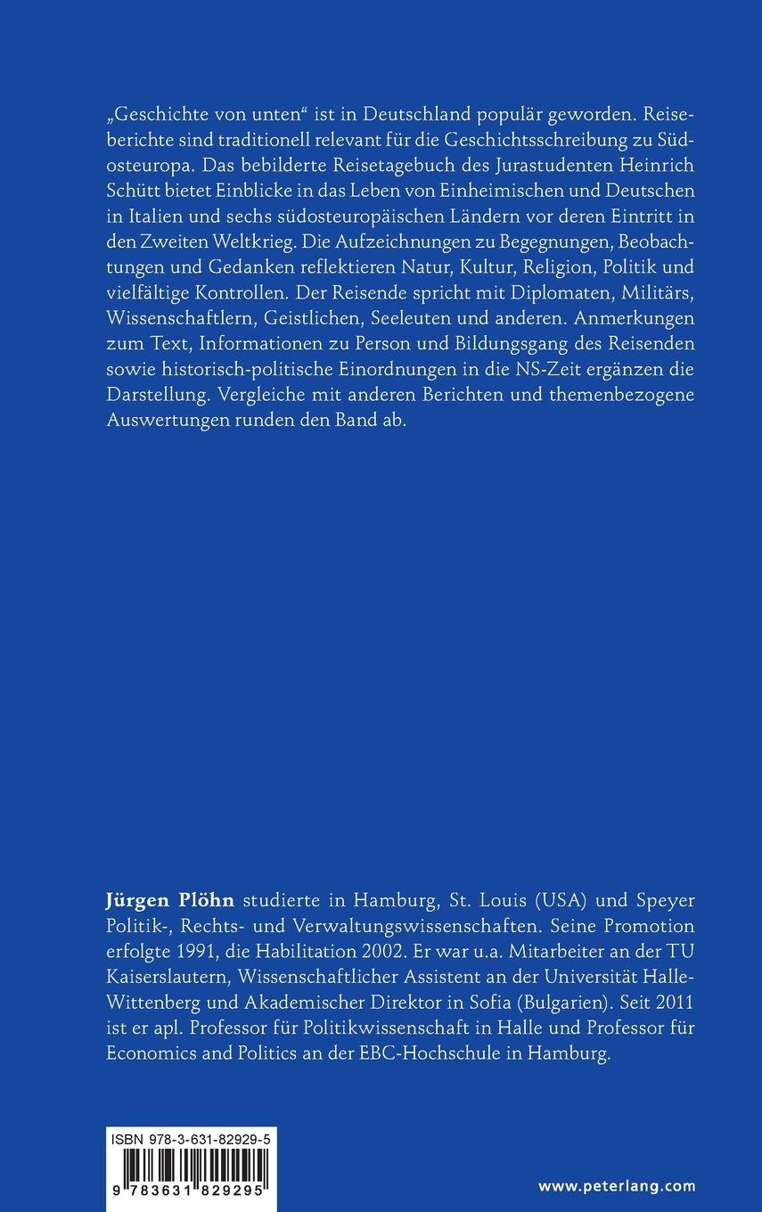 Rückseitencover Reisetagebuch 1940/41 - Die Grand Tour des Jurastudenten Heinrich Schütt