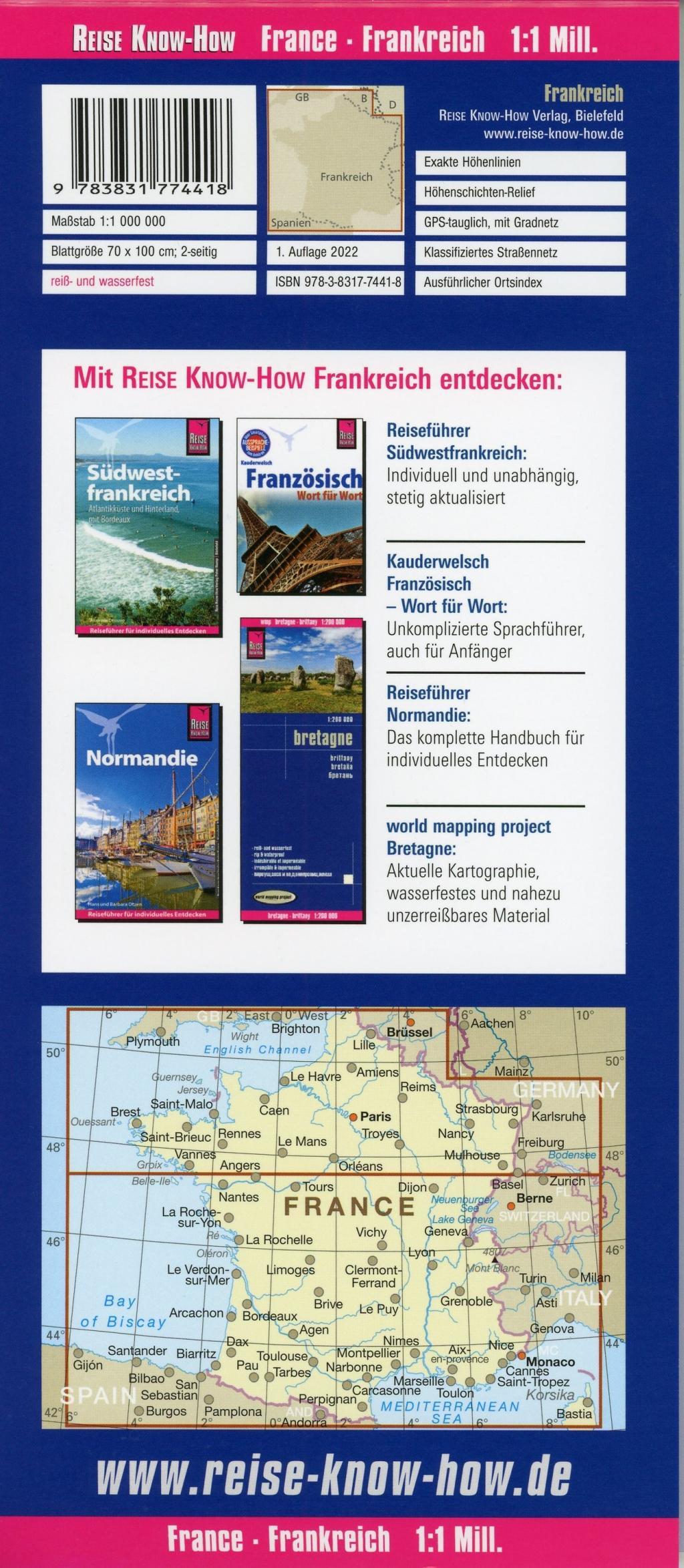 Beispielinhalt (Bild) Reise Know-How Landkarte Frankreich / France (1:1.000.000)