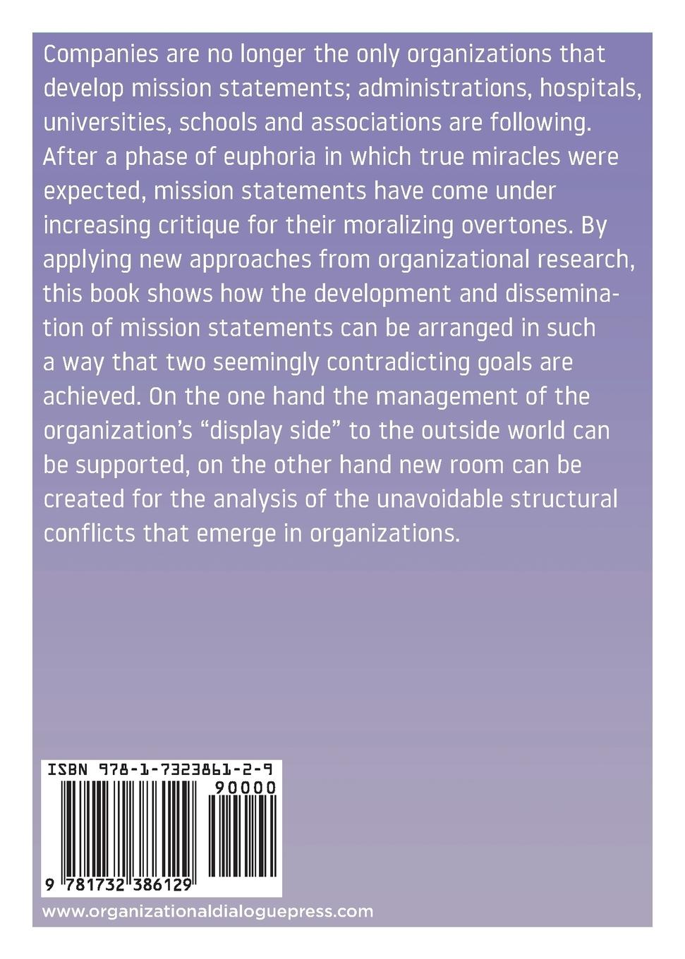 Rückseitencover Developing Mission Statements