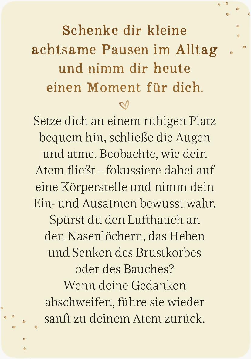 Beispielinhalt (Bild) Der Moment ist dein Leben - Achtsamkeitskarten für zwischendurch