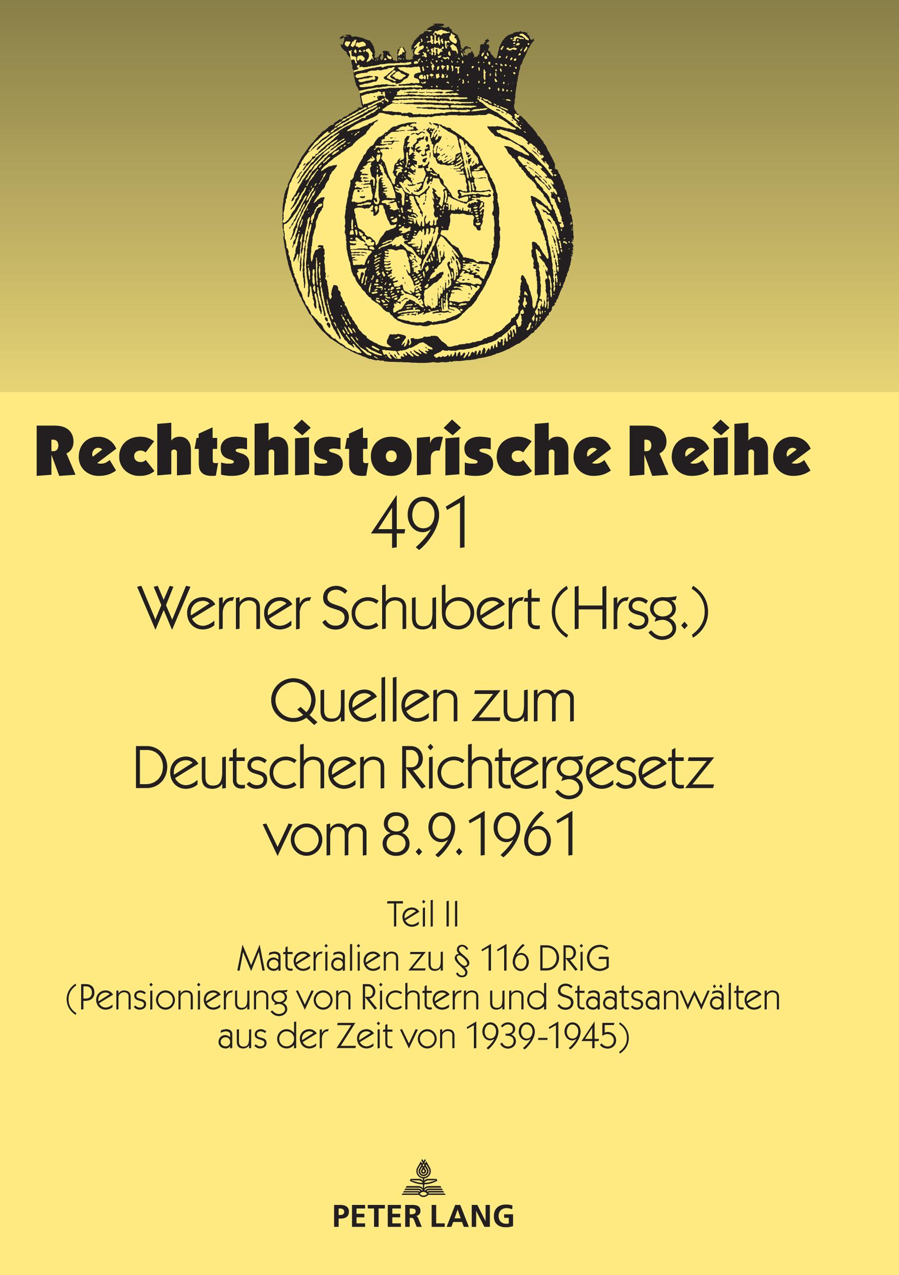 Vorderes Coverbild Quellen zum Deutschen Richtergesetz vom 8.9.1961