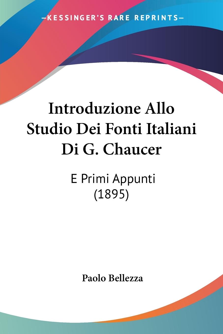 Vorderes Coverbild Introduzione Allo Studio Dei Fonti Italiani Di G. Chaucer