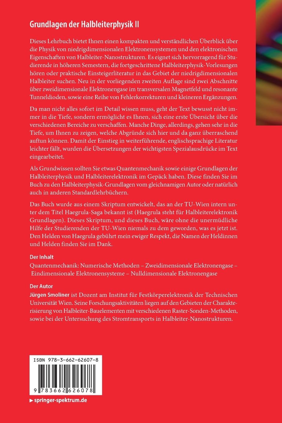 Rückseitencover Grundlagen der Halbleiterphysik II