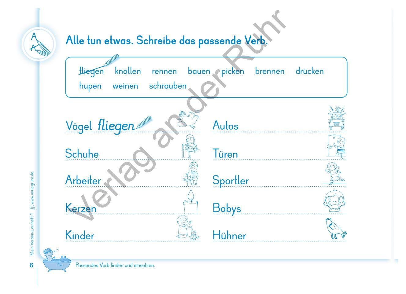 Beispielinhalt (Bild) Mein Verben-Lernheft 1