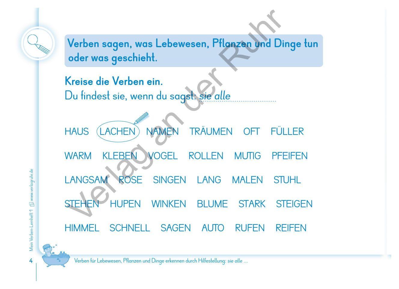 Beispielinhalt (Bild) Mein Verben-Lernheft 1